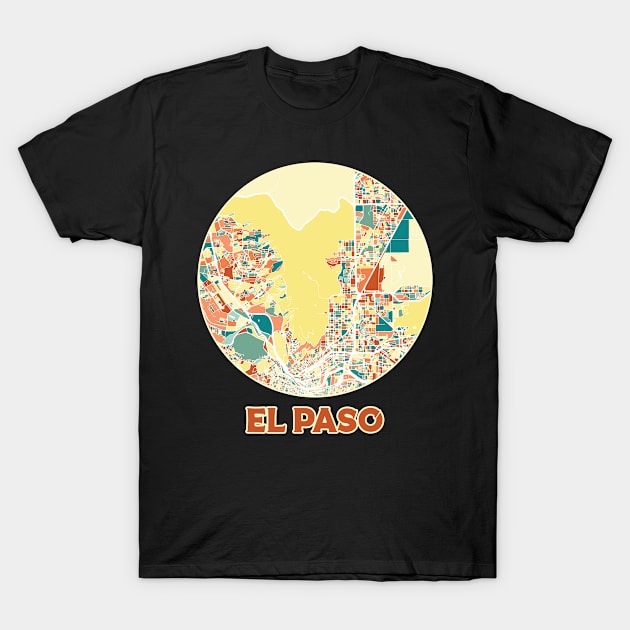El Paso map in mozaique colors T-Shirt by SerenityByAlex